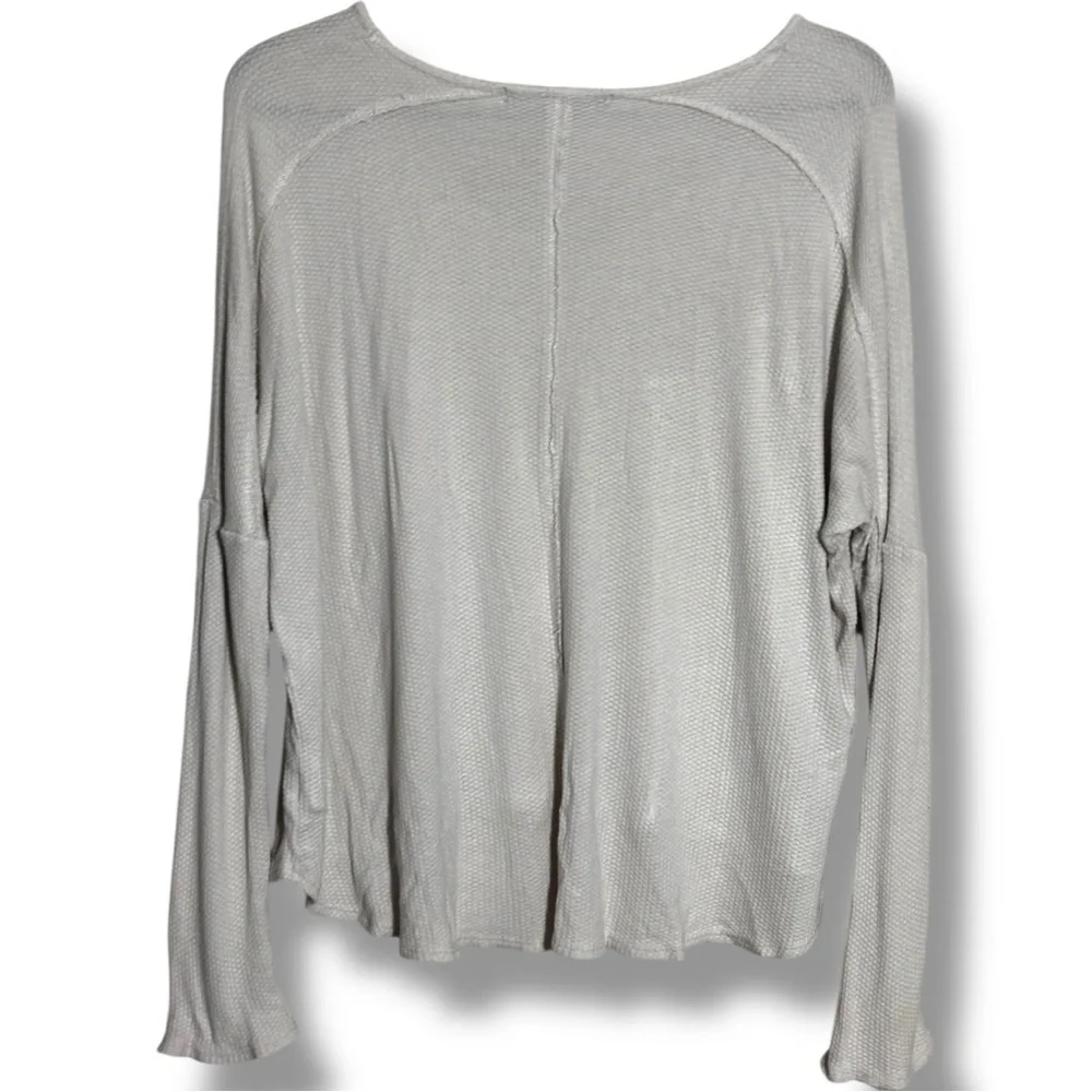 One Clothing Cream Thermal Knit Relaxed Fit Scoop Neck Comfy Long Sleeve Top